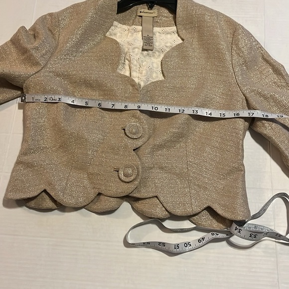 Anthropology Elevenses-6-beige,office siren,Metallic Scallop,crop, blazer/jacket - Picture 13 of 13